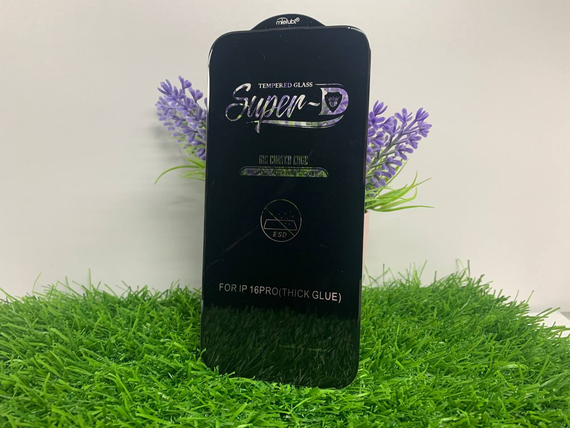 Захисне скло 5D Full Glue для Iphone 16 Pro | Mietubl | Чорне, повне покриття, 9H