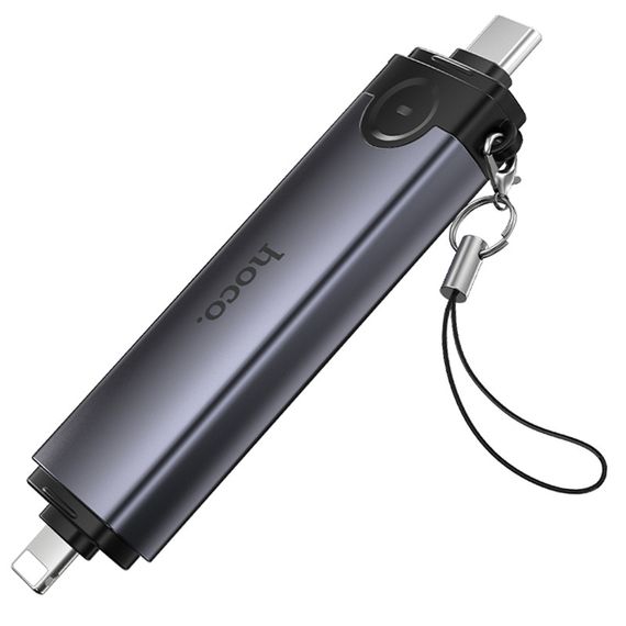 Картридер Hoco HB56B Victory 5in1 Type-C/Lightning to SD/TF3.0 + USB 2.0 Metal gray | Зображення 2