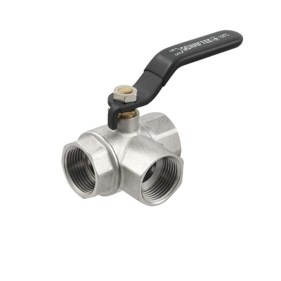 Кран кульовий триходовий Raftec BLACK 3/4" ВВ DN20 (TDRH02)