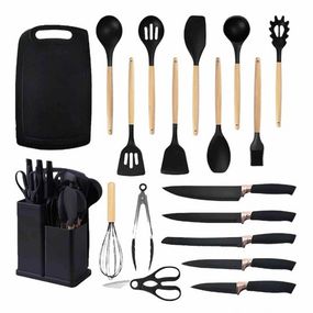 Набор кухонных принадлежностей на подставке Rainberg RB-2289 Black KM-24