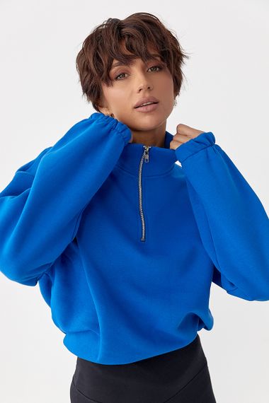 Однотонний спортивний світшот з начосом - синій цвет, S (є розміри) | Зображення 4