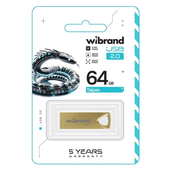 USB флеш накопичувач Wibrand 64GB Taipan Gold USB 2.0 (WI2.0/TA64U2G) | Зображення 1