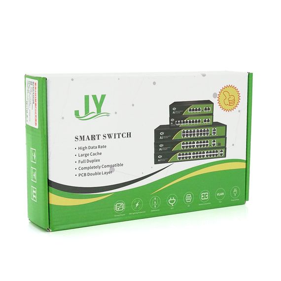 POE комутатор JY-1010B 8 POE 10/100 + 2 RJ45 10/100 + вбудований блок живлення 52V 2.3A | Зображення 1