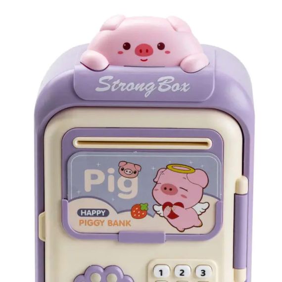 Сейф-скарбничка дитяча з купюроприймачем та кодовим замком Pig Фіолетовий HP12265V | Зображення 3