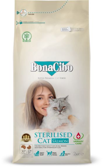 Сухий корм із лососем для стерилізованих котів BonaCibo Adult Cat Sterilised Salmon, 2 кг | Зображення 2
