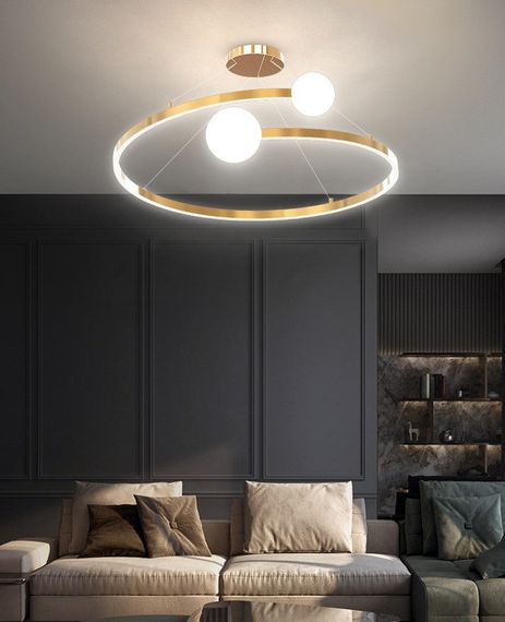 Люстра світлодіодна підвісна LED світильник для квартири на стелю лед 26865 Латунь 40-150х60х60 см. | Зображення 7