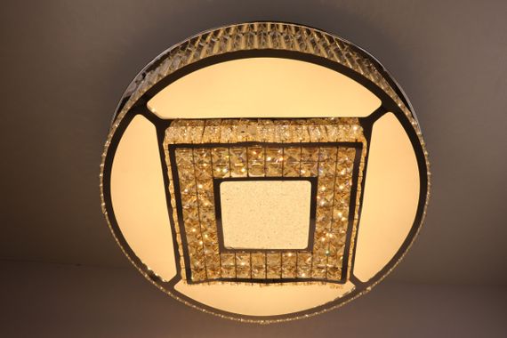 Люстра стельова кришталева LED з пультом 25678 Хром 19х72х72 см. | Зображення 2