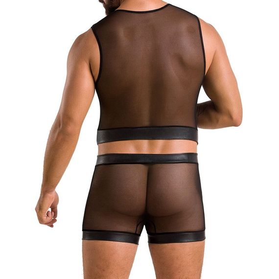Комплект чоловічої білизни на шнурівці Passion 053 SET WILLIAM L/XL Black, жилет, боксери | Зображення 1