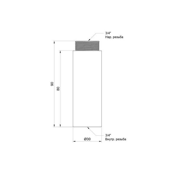 Подовжувач Thermo Alliance Standart 80х3/4" хром SD1302080 | Зображення 1