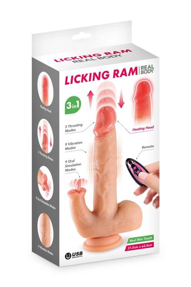 Фалоімітатор-пульсатор з язичком Real Body — Licking Ram з пультом ДК Sex Aura | Зображення 4