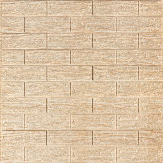 Самоклеюча декоративна 3D панель 700х770х5мм Бежева смужка цегла (184) SW-00000489