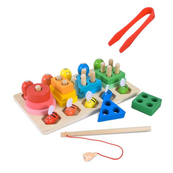 Дитяча дерев’яна іграшка "Пірамідка-сортер" C9417 рибалка, вкладиші | Зображення 2