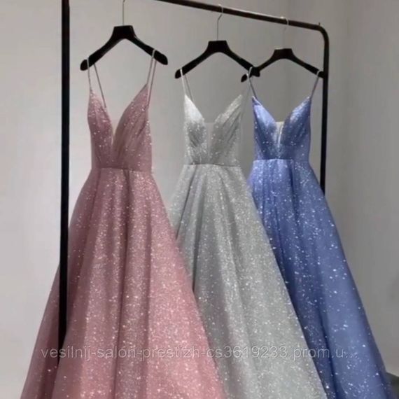 Блестящее выпускное платье, пудра - темно-синяя | Зображення 1