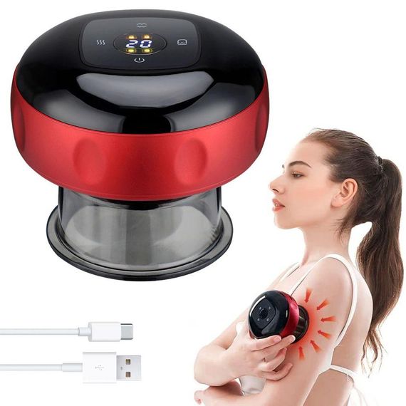 Вакуумный массажер для тела с подогревом, от USB, Красный / Антицеллюлитный массажер с эффектом банок / | Зображення 9