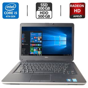 Ноутбук Dell Latitude E6440 / 14" (1366x768) TN / Intel Core i5-4310M (2 (4) ядра по 2.7 - 3.4 GHz) / 16 GB DDR3 / 200 GB SSD + 500 GB HDD / AMD Radeon HD 8690M, 1 GB GDDR5, 64-bit / WebCam / DVD-ROM б/в