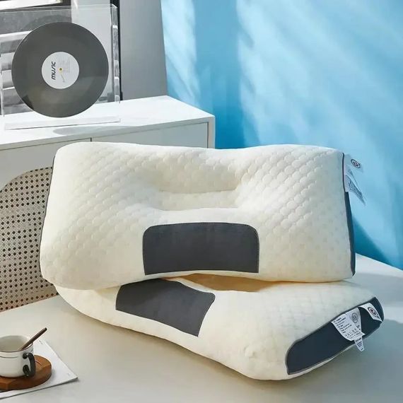 Ортопедична прямокутна подушка 48x74 см з підтримкою шиї та спини Pillow-01 Біло-сіра | Зображення 8