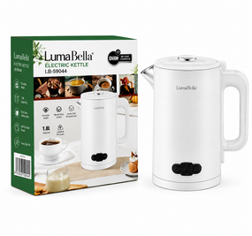 Електричний чайник Luma Bella LB-59044 1,8л подвійні стінки нержавіюча сталь автовимкнення 1500 Вт Білий