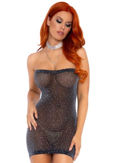 Платье-бандо со стразами Leg Avenue Lurex rhinestone tube dress, с люрексом, one size | Зображення 2
