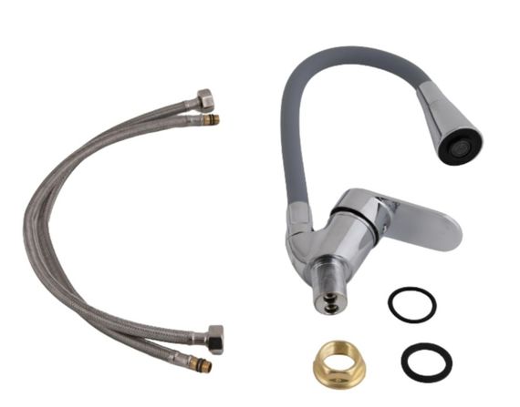 Змішувач для кухні Lidz Tani 008F3 з гнучким виливом (k40) Grey / Chrome LDTAN008F3GCR39507 | Зображення 2