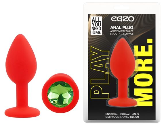 Силіконова анальна пробка EGZO - Silicone Red Round Plug Green, size S Sex Aura