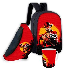 Набор детский "RDR" Red Dead Redemption 2 рюкзак 36х27см сумка-бананка,кружка с принтом для мальчика (01635)