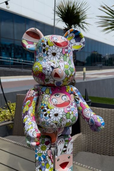 Фигурка  Bearbrick Takashi Murakami Smile Medicom Toy дизайнерська статуетка ведмідь Беарбрік 70 см mb044 різнокольорова