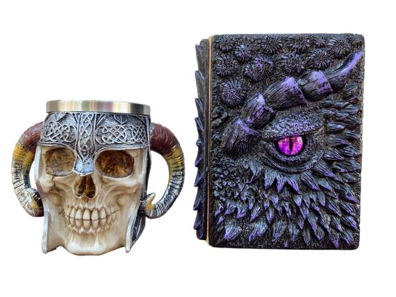 Подарунковий набір Кухоль 3D Рогатий Череп і Блокнот 3D «Око Ілюзій»
