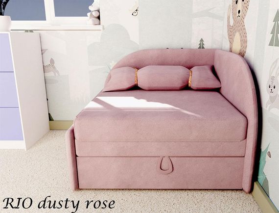 Дитяче розкладне крісло-ліжко Ріо, м'яка оббивка велюр рожевий Dusty Rose | Зображення 6