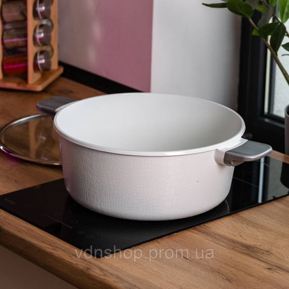 Алюминиевая кастрюля с керамическим антипригарным покрытием 7.7 л Ø 30 см белая MGC HP-4-455W | Зображення 5