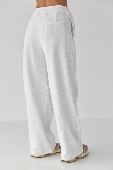 Спортивні штани палаццо з накладною кишенею - світло-сірий цвет, M (є розміри) | Зображення 1