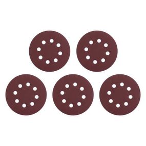 Круг наждачний самоклейний 125 мм з отворами, папір клас С, щільність 140 г/м2, К400, пак. 5ед INTERTOOL1