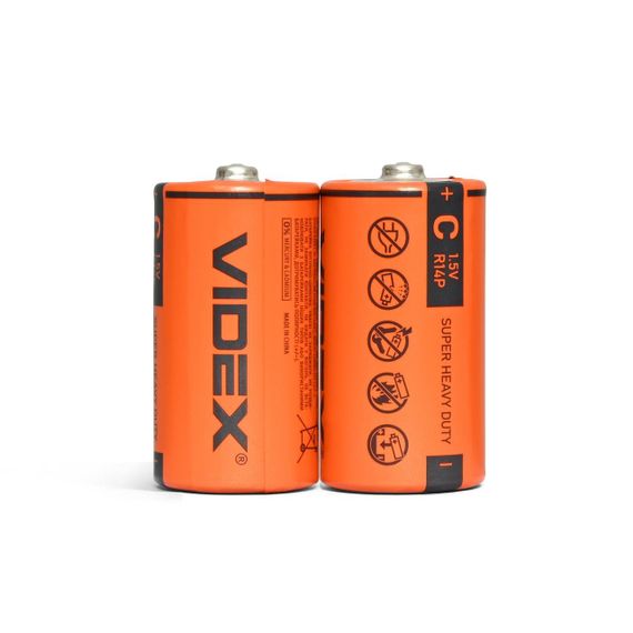 Батарейка сольова Videx R14P/C 2шт SHRINK