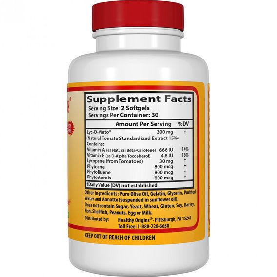 Лікопін Healthy Origins Lyc-O-Mato Tomato Lycopene 15 mg 60 Softgels | Зображення 1