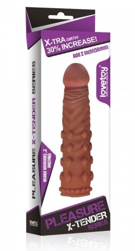 Насадка на член - Pleasure X-Tender Penis Sleeve Add 2" Brown Sex Aura | Зображення 5