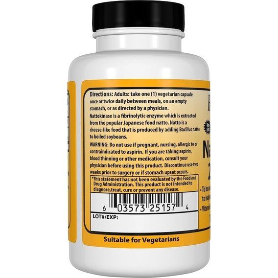 Комплекс для профілактики тиску та кровообігу Healthy Origins Nattokinase 100 mg 60 Caps | Зображення 2