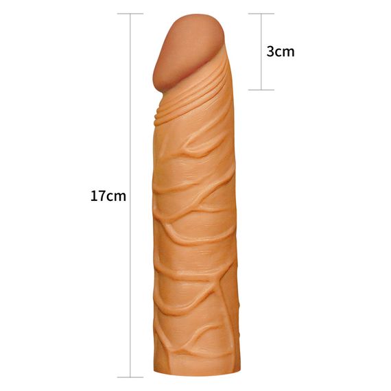 Насадка на член - Pleasure X-Tender Penis Sleeve Add 1" Brown sexstyle | Зображення 2