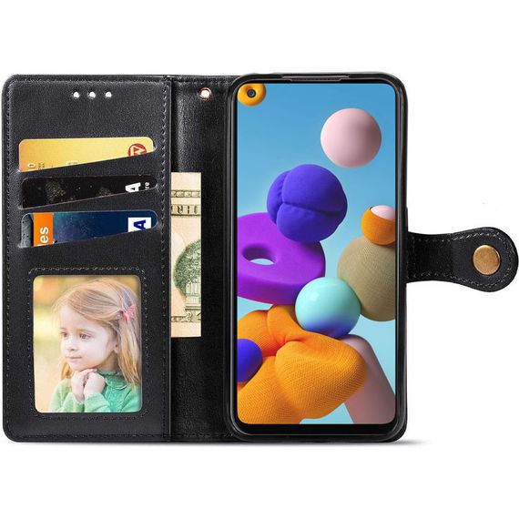 Шкіряний чохол-книжка GETMAN Gallant (PU) для Samsung Galaxy A21s Чорний | Зображення 1