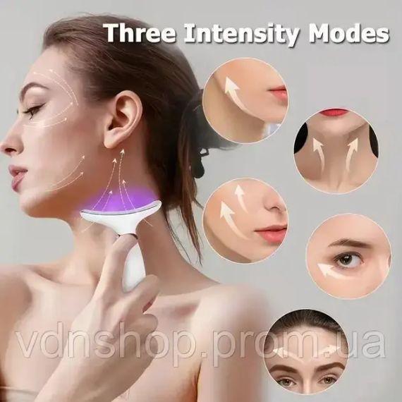 Аккумуляторный электрический массажер для лица Neck Beauty Device с LED-дисплеем, 7 режимов, USB-зарядка | Зображення 1