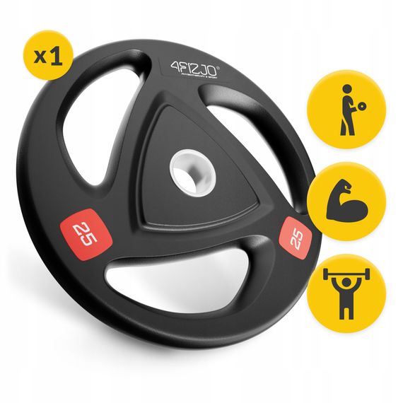 Диск олімпійський 4FIZJO 1 x 25 кг 51 мм металевий, прогумований Black (P-5905973401302) | Зображення 2