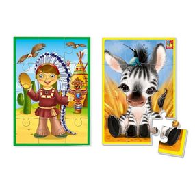 Развивающие мягкие пазлы А5 "Индианец и зебра" VT1103-46 на украинском