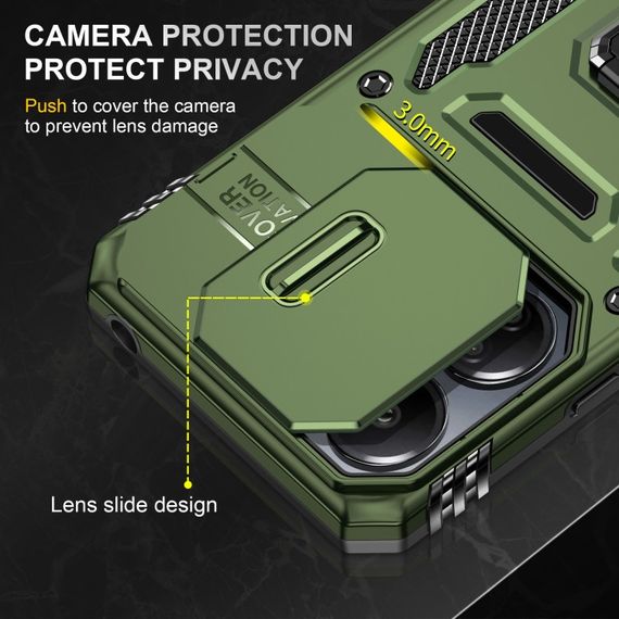 Ударостійкий чохол Camshield Army Ring для Xiaomi Poco X6 / Note 13 Pro 5G Оливковий / Army Green | Зображення 3