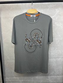 Футболка Hermes сіра з вишивкою f706