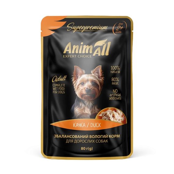 Вологий корм для собак з качкою AnimAll Dog Duck, 80 гр
