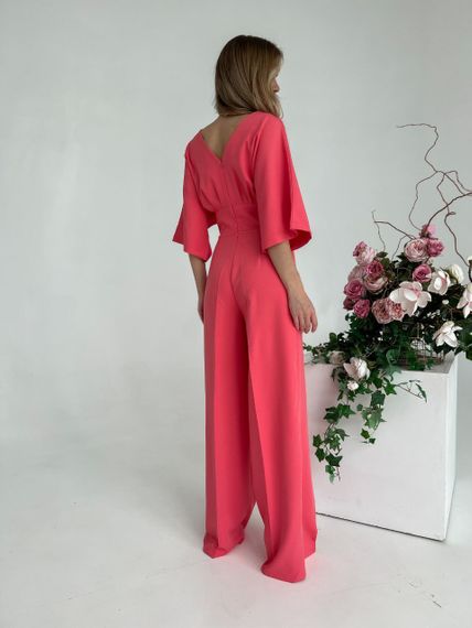 Женский нарядный весенний комбинезон KI201 размер 50, цвет коралловый | Зображення 4