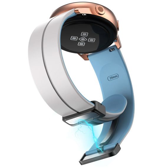Силіконовий ремінець Classy для Smart Watch 20mm White / Blue | Зображення 2