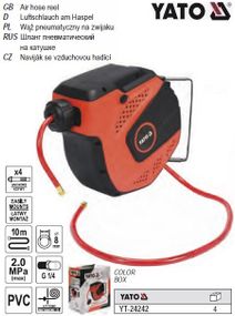 Шланг пневматичний YATO Польща ПВХ на котушці 20 Bar Ø=8 l=10 м YT-24242