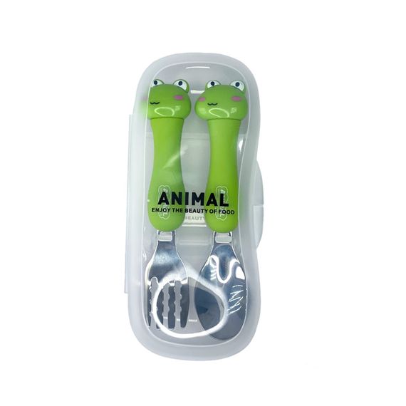 Дитячий набір ложка та виделка "Жаба" MGZ-0102(Frog) у футлярі | Зображення 1