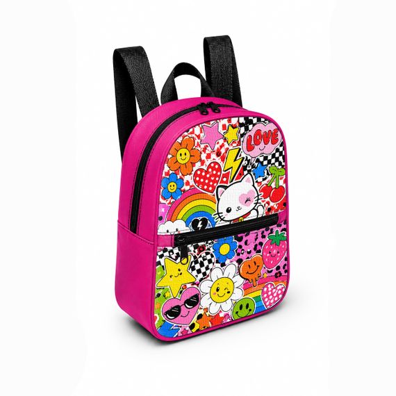 Детский мини-рюкзак розовый с принтом Kitty Pop для девочки 28×24×10 см мини-сумка детская (5197)