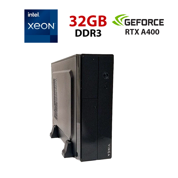 Робоча станція Vinga CS313B SFF / Intel Xeon E5-2695 v2 (12 (24) ядер 2,4 - 3,2 ГГц) / 32 ГБ DDR3 / 240 ГБ SSD / nVidia RTX A400, 4 ГБ GDDR6, 64-біт / Win 10 Pro б/в