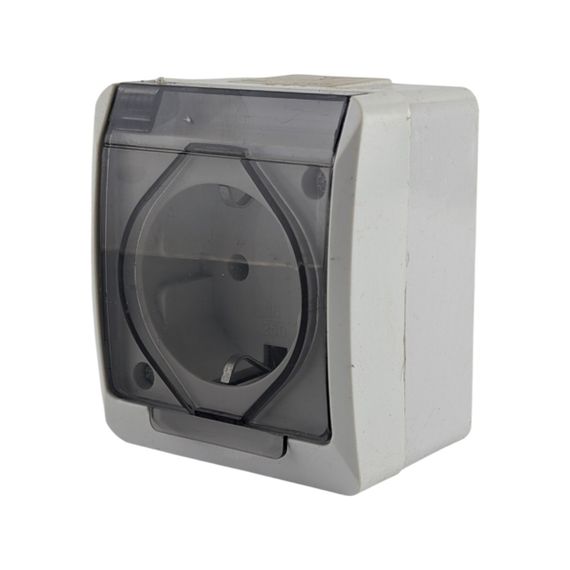 Розетка з заземленням і прозорою кришкою d13.5 мм IP44